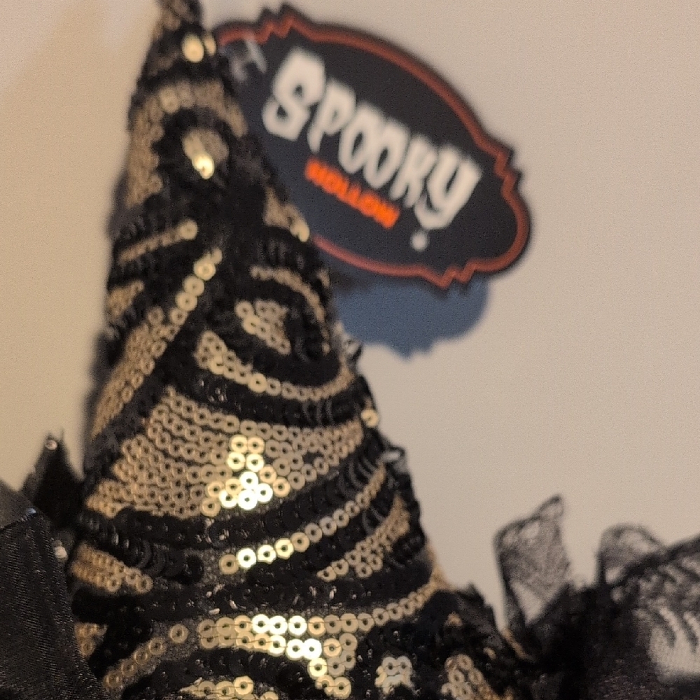 Black Sequin Witch Hat Headband - Women's Accessory - Picture 3 of 3
